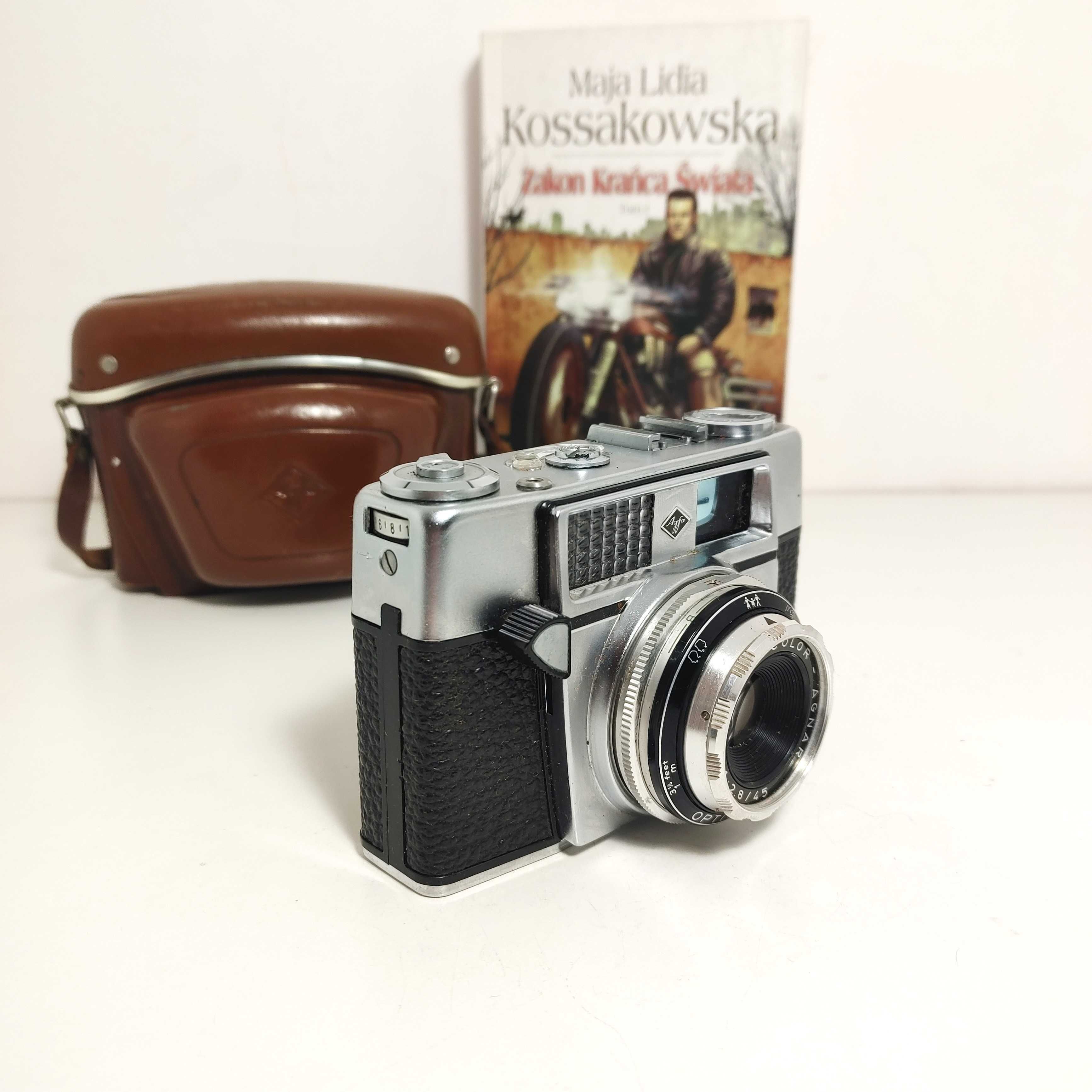 Ciekawy fotograficzny aparat analogowy AGFA Optima Ia - skórzane etui