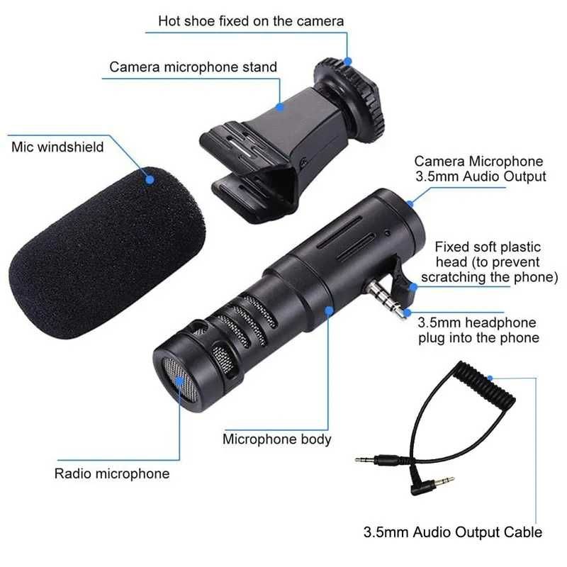 Конденсаторний мікрофон PULUZ 3,5 мм для DSLR, DV-камер та смартфонів