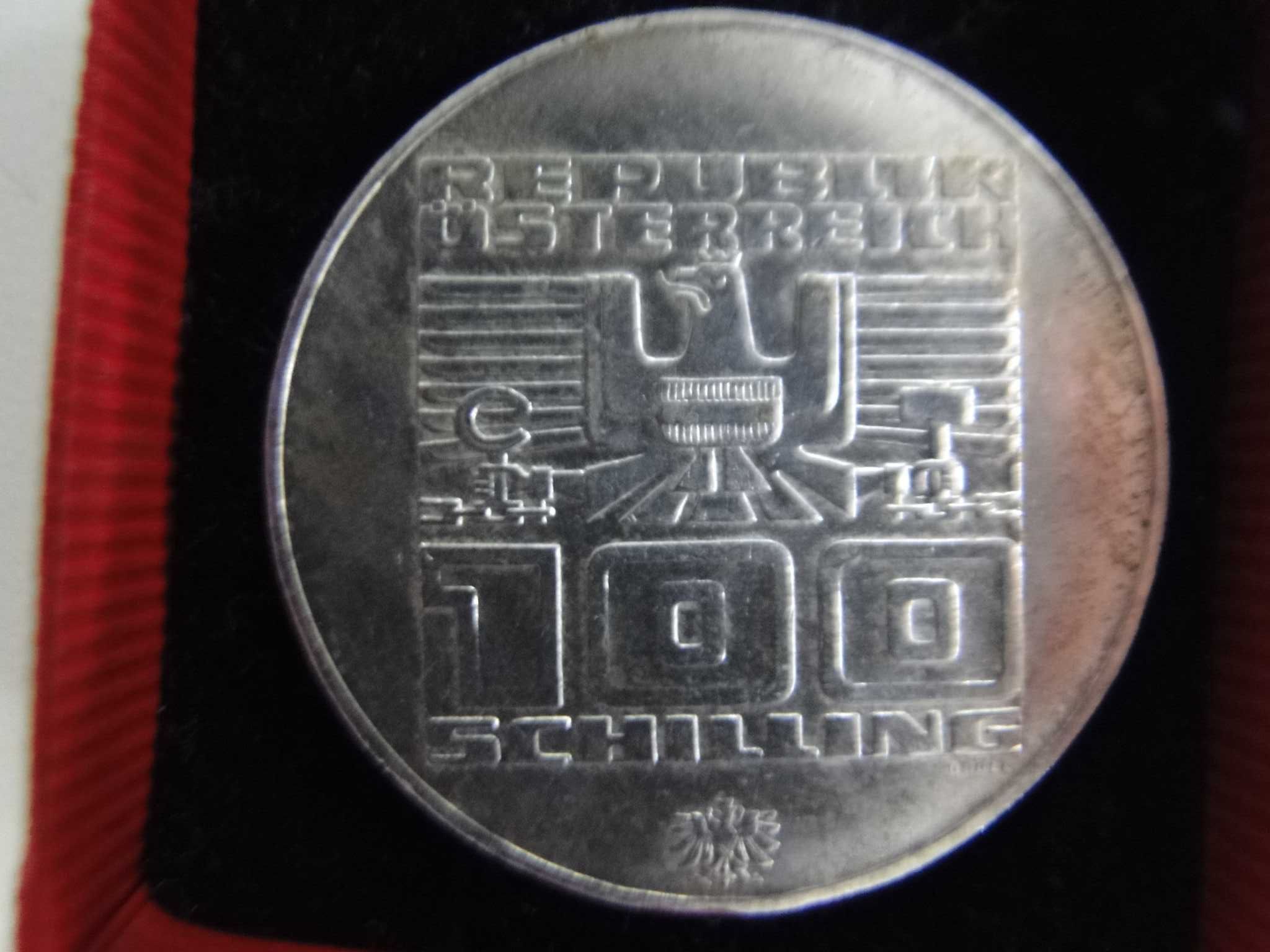 Zestaw 2 monety srebrne z 1976 r. 100 Schillingów