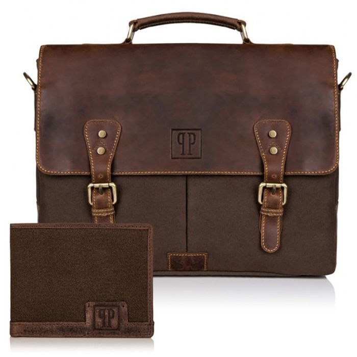 Zestaw Paolo Peruzzi: portfel męski T-02+torba męska T-07 ZUP-08-BR