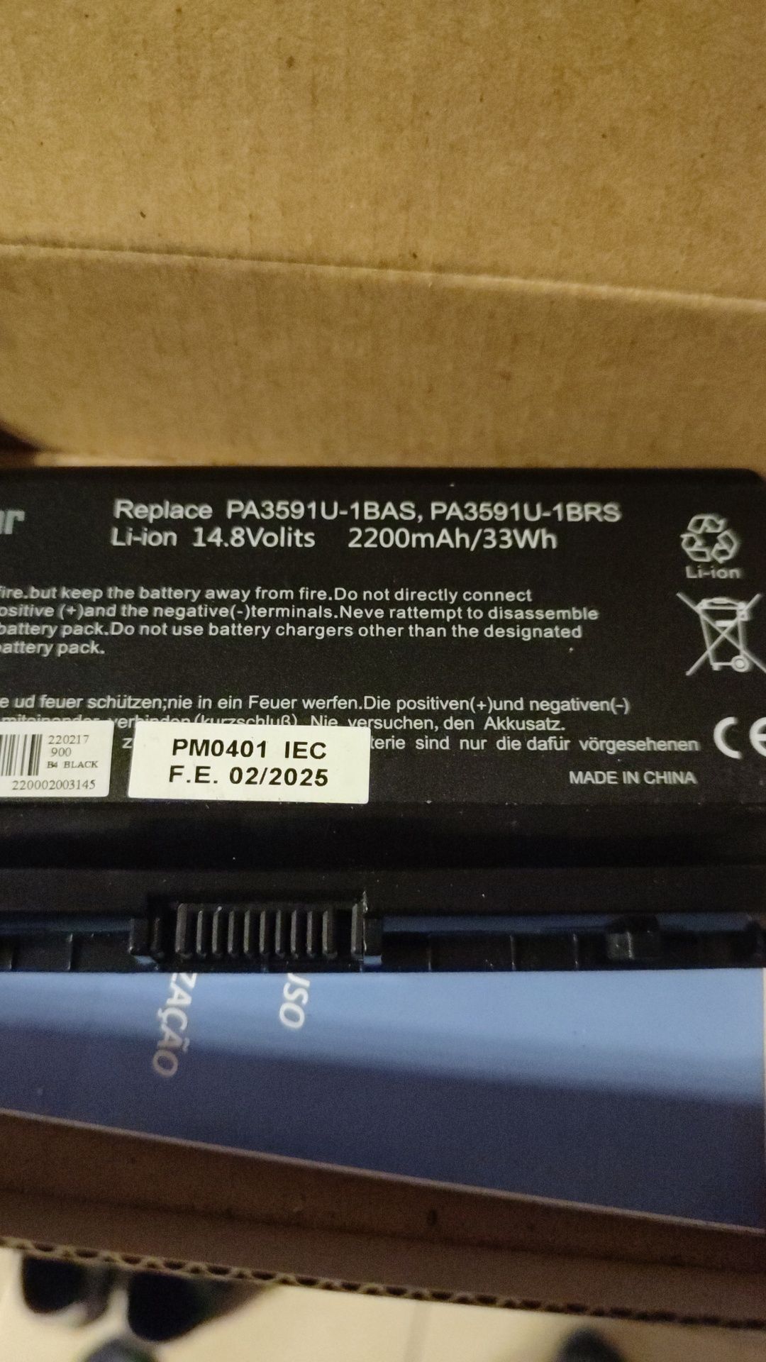 Bateria nova Pa3591u-bas pa3591u-brs toshiba