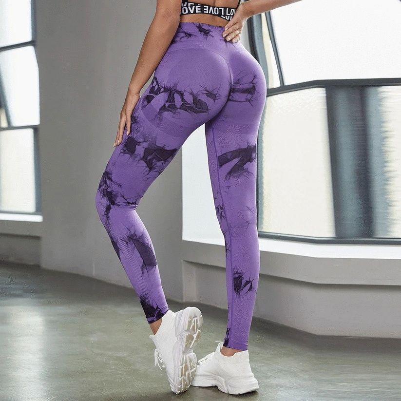 Sportowe legginsy z wysokim stanem tie dye