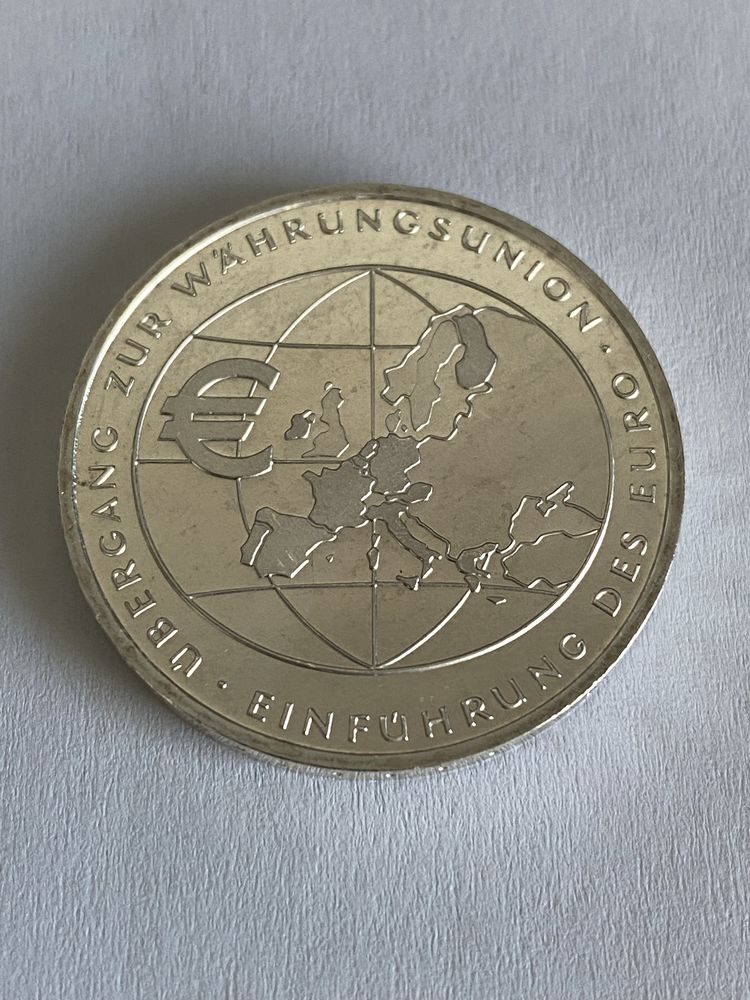 Srebro Niemcy 10 Euro 2002 Wprowadzenie Euro stempel lustrzany