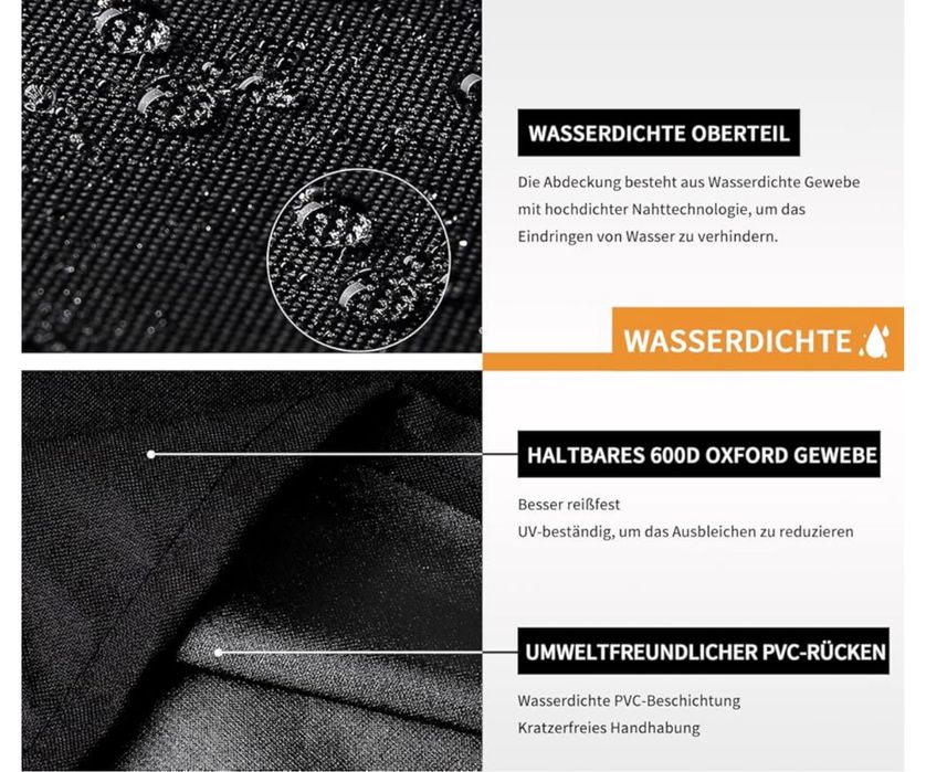 Duży Pokrowiec Na Meble Ogrodowe 260x210x80x80cm Tkanina Oxford