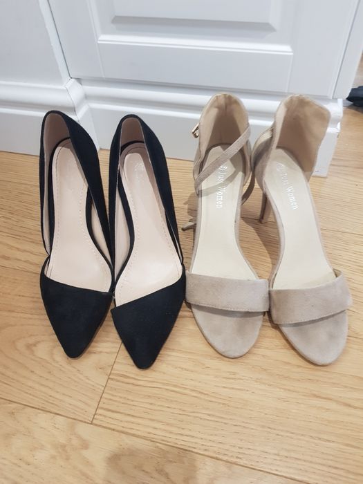 Buty na obcasie sandały szpilki 40 wysokie nude czarne