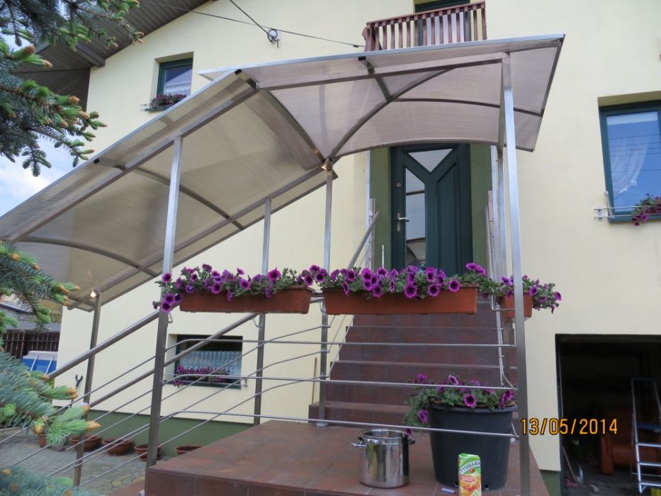 Balustrady ze stali nierdzewnej, barierki, zadaszenia z poliwęglanu