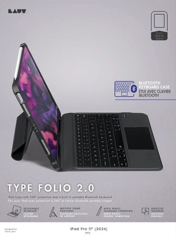 Etui Laut Type Folio 2 z klawiaturą Bluetooth na iPad Pro 11" M4 (2024