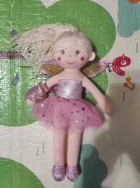 Мягкая игрушка кукла с вышитым лицом, 35 см, розовое платье 
Н