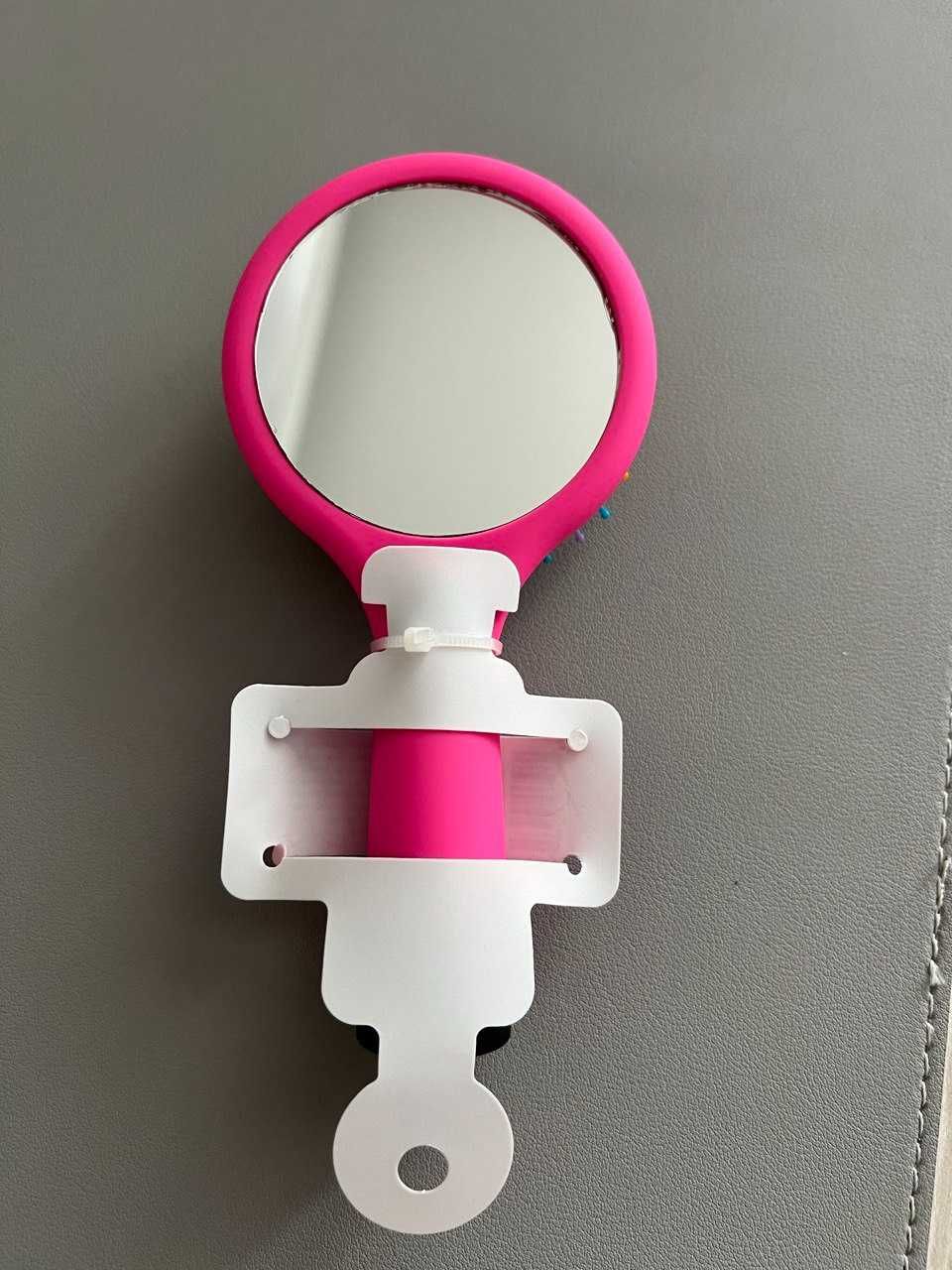 Щітка для волосся з дзеркалом рожева