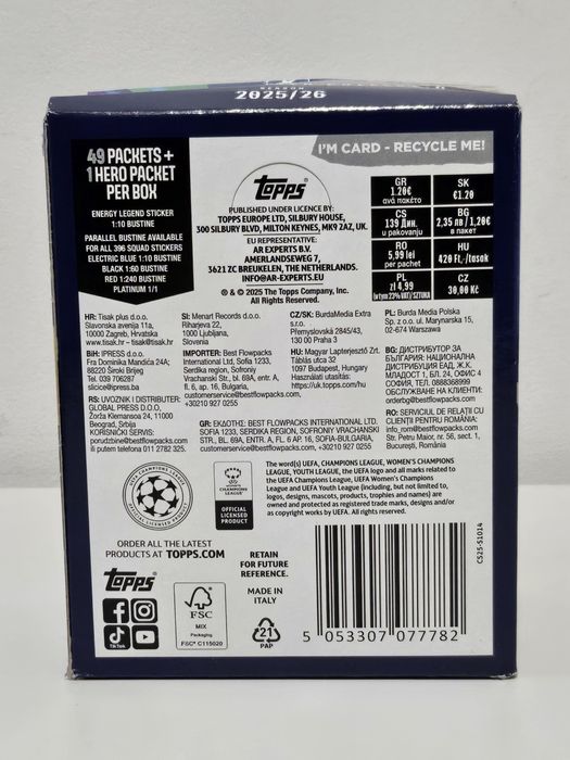 Box z naklejkami Topps UEFA Champions League na sezon 2025 26