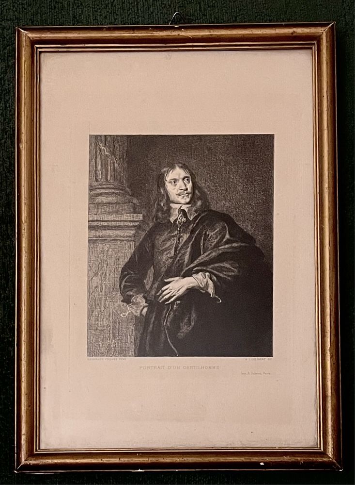 Drzeworyt A.I.Gilbert ”Portret pana” XIXw (Conzales Coques)