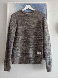 Szary sweter H&M S 100% bawełna melanżowy