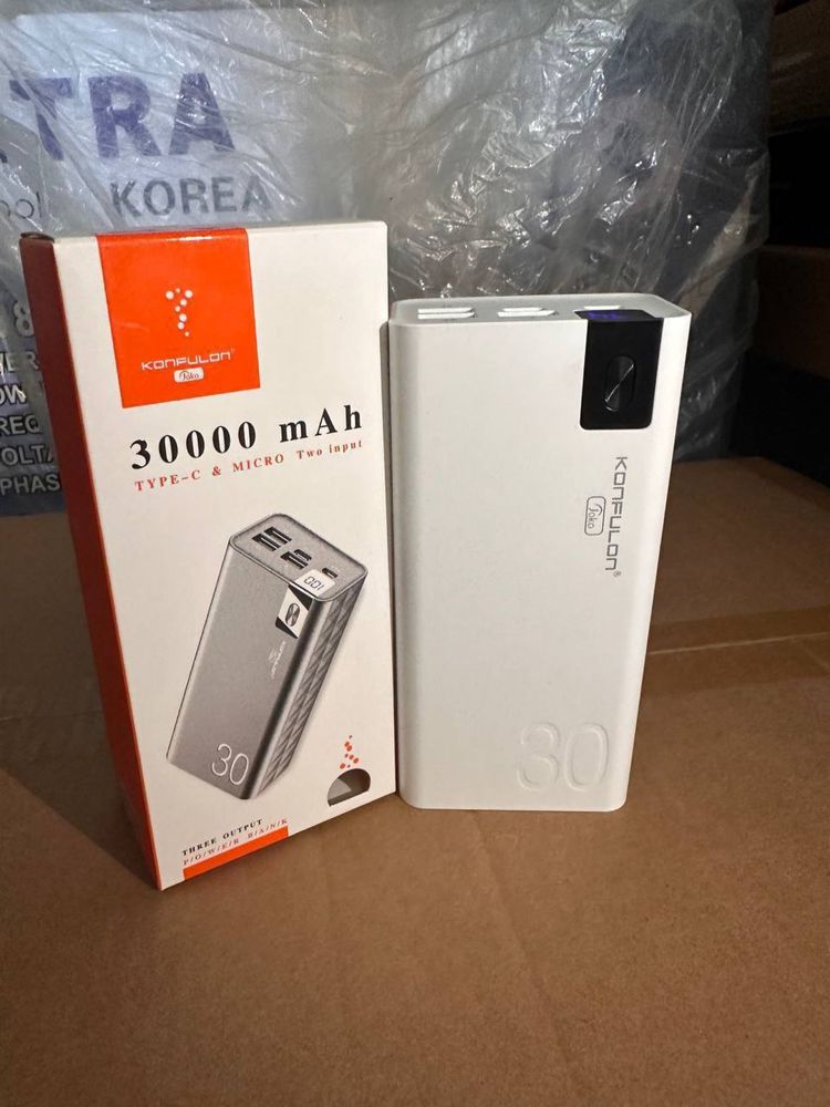 Мощный Powerbank с быстрой зарядкой Konfulon A19 30000mah