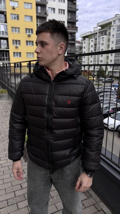 Демісезонна куртка мікропуховик polo ralph lauren чорна чоловіча