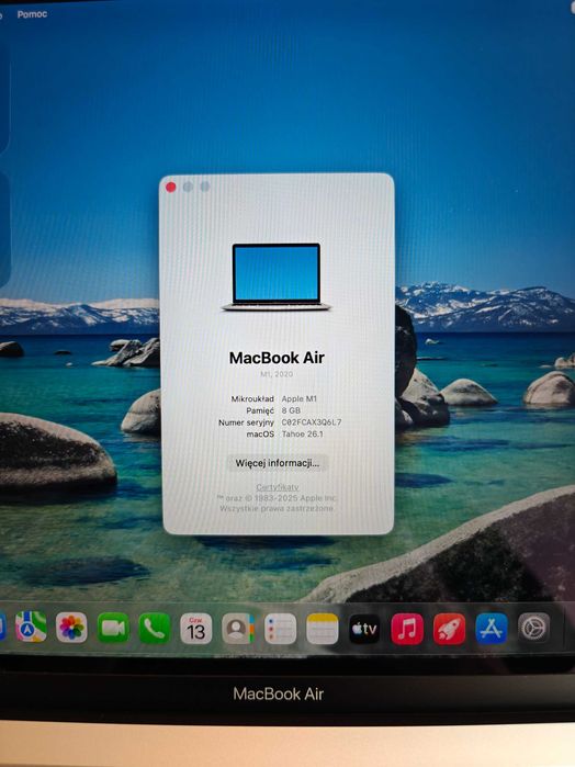 Apple MacBook Air A2337 M1 | 8GB | 256GB | Retina | macOS | Ładowarka