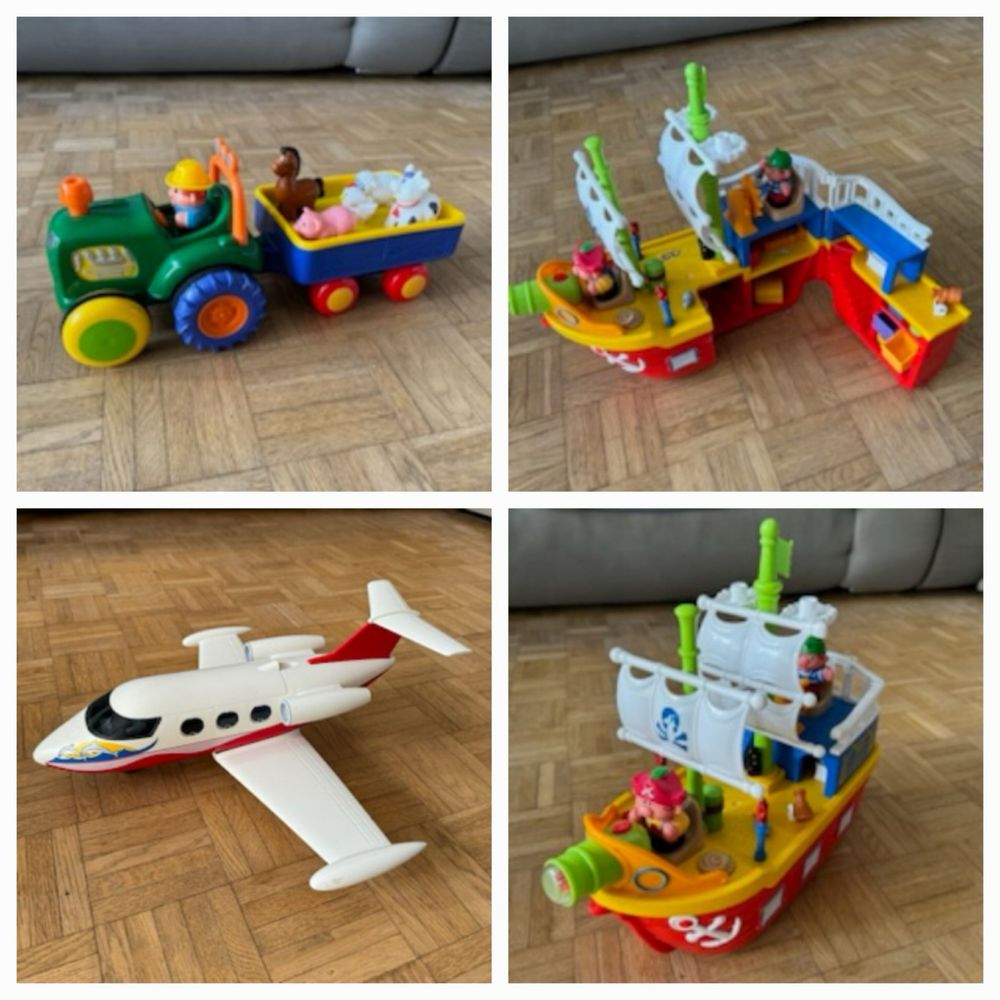 Zestaw Zabawek: Samolot, Statek Piracki, Ciągnik Ze Zwierzątkami