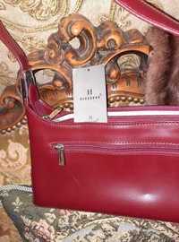 Новая оригинальная кожаная сумка hexagona, благородн темно-красн. цвет