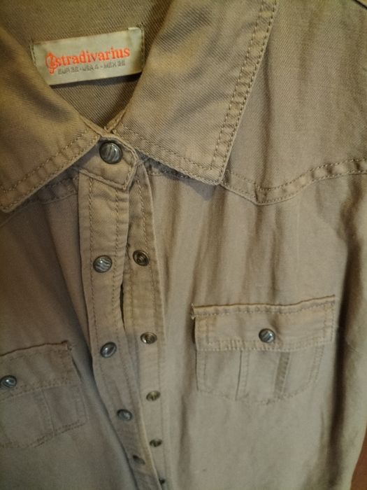 Macacão M Stradivarius em linho bege