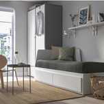 IKEA Łóżko rozkładane z 2 szufladami 2 materace białe