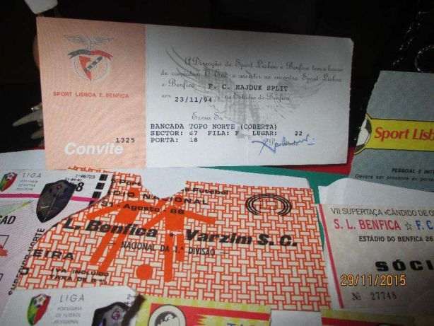 14 Bilhetes antigos do SLB+1 Camp. mundial juniores