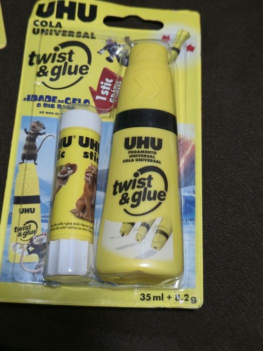 Cola -Conjunto uhu twist and glue com cola stic