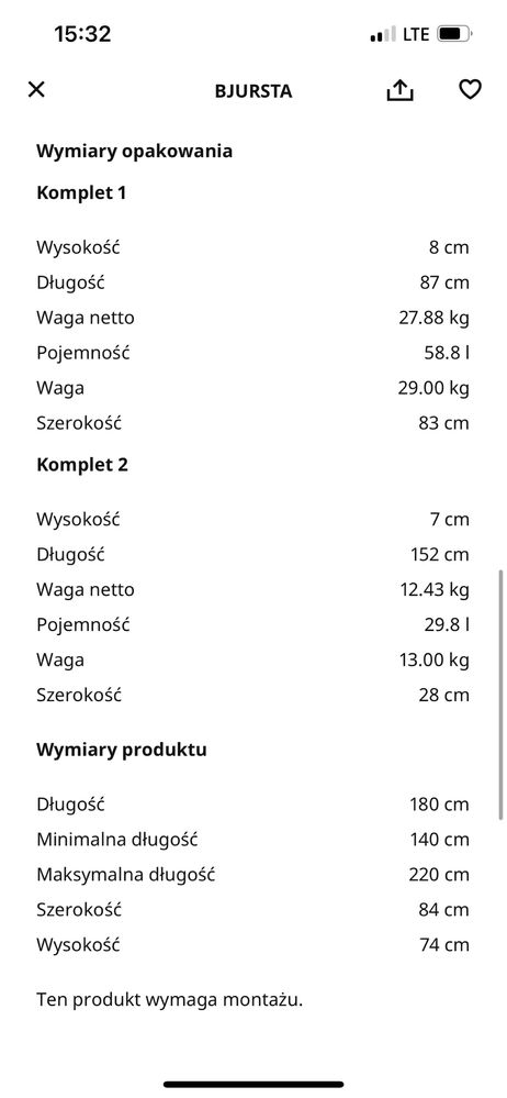 Stół rozkladany ikea bjursta dąb