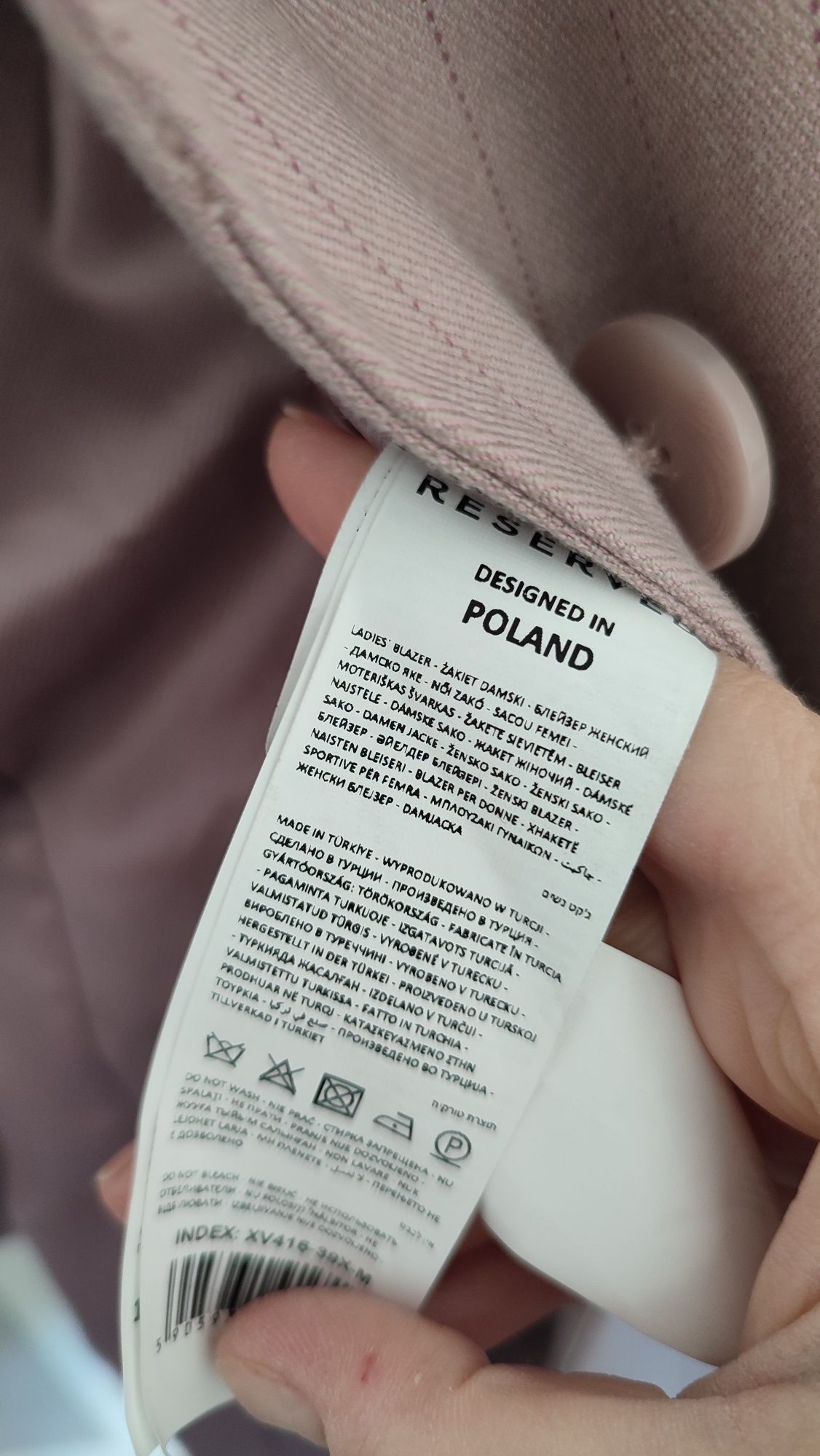 Prosta klasyczna luźna marynarka żakiet brudny róż wiskoza Reserved