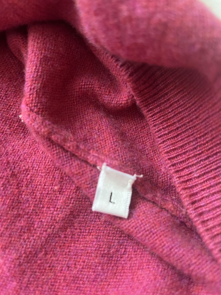Cahmere center sweter polo rozowy malinowy kaszmir  40 l