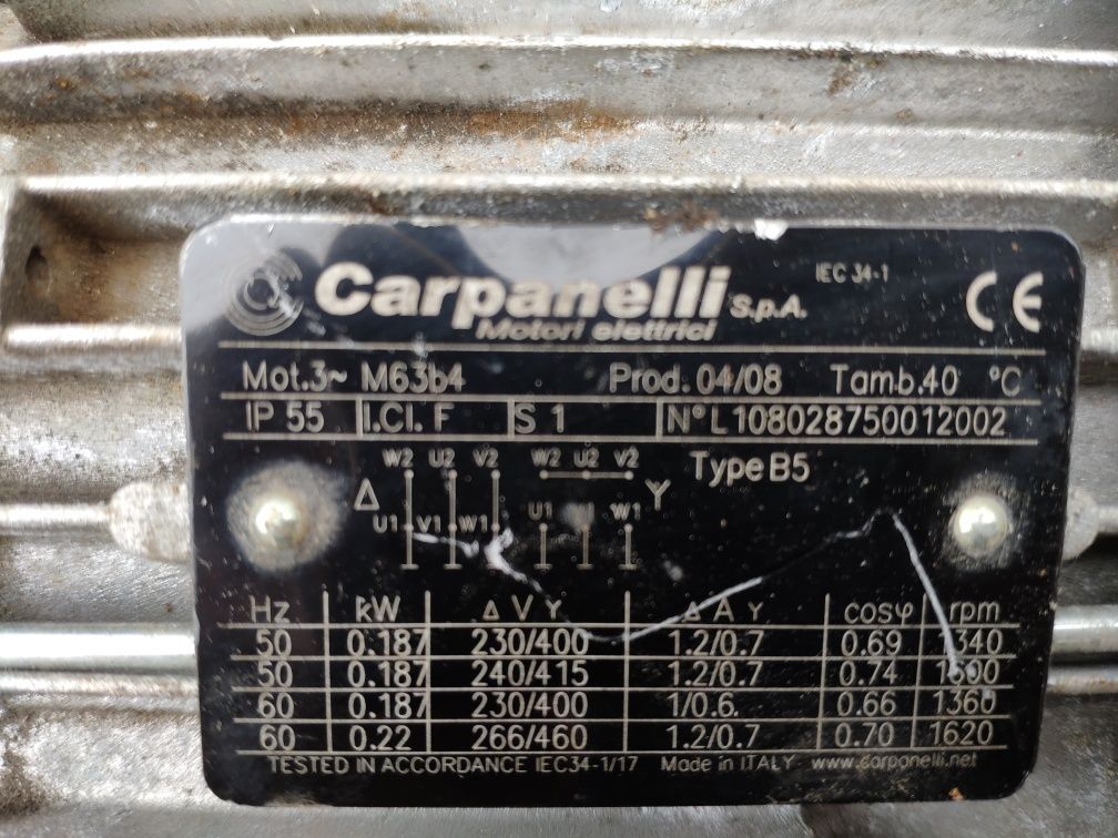 Carpanelli motoreduktor 0.18kw 74 bor reduktor