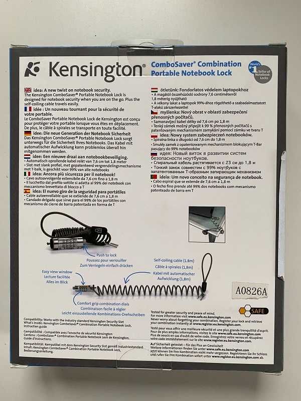 Przenośna blokada szyfrowa do laptopów ComboSaver Kensington