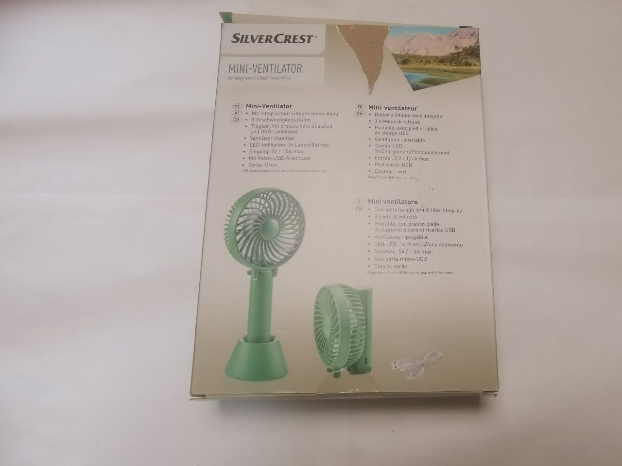 Wiatrak bezprzewodowy SilverCrest micro usb pudełko BOX DPD