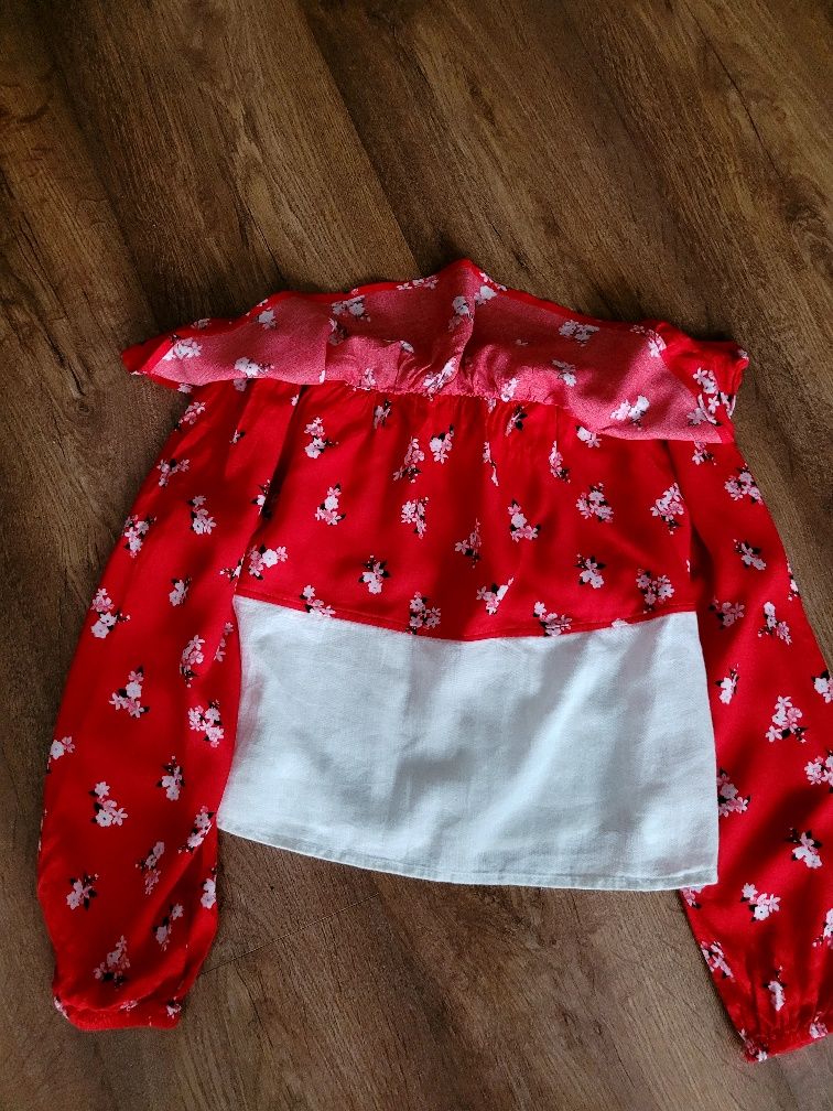 Biało czerwona bluzka H&M 152 dla dziewczynki