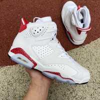 Кроссовки Nike Air Jordan 6 Retro Red Oreo Джорданы белые красные орео