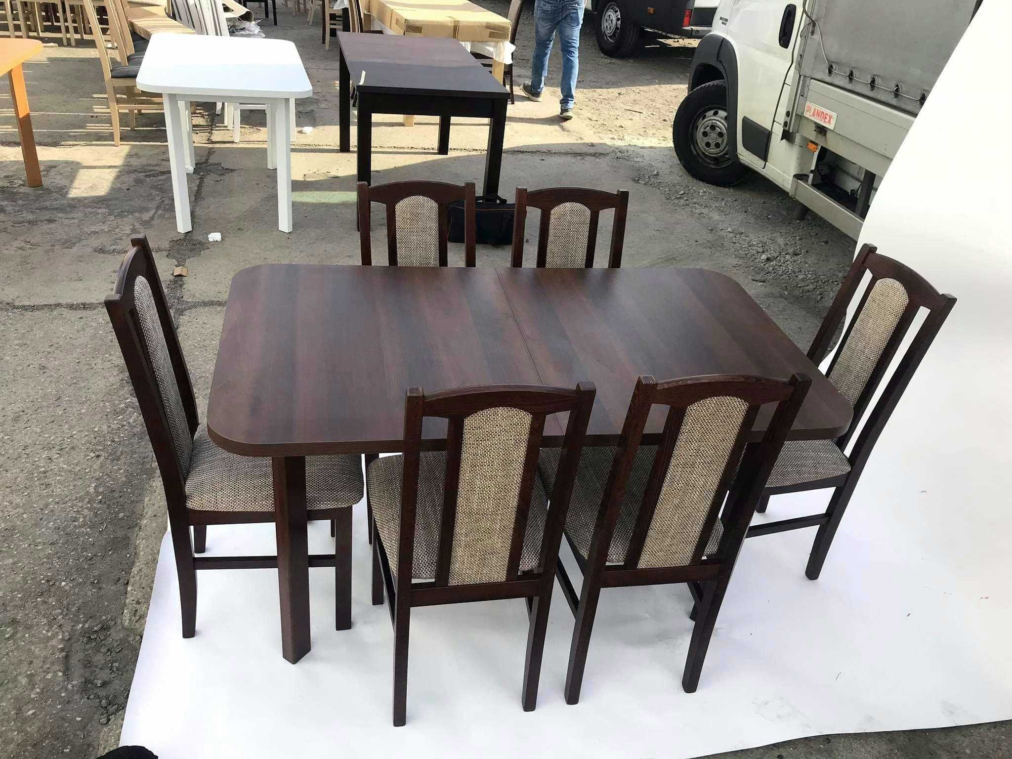 Nowe: STÓŁ 80x140/180 + 6 KRZESEŁ, orzech + cappuccino ,dostawa całaPL