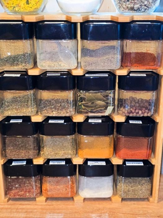 Przyprawnik Bambusowy Słoiczki Nowy Organizer na Przyprawy Stojak