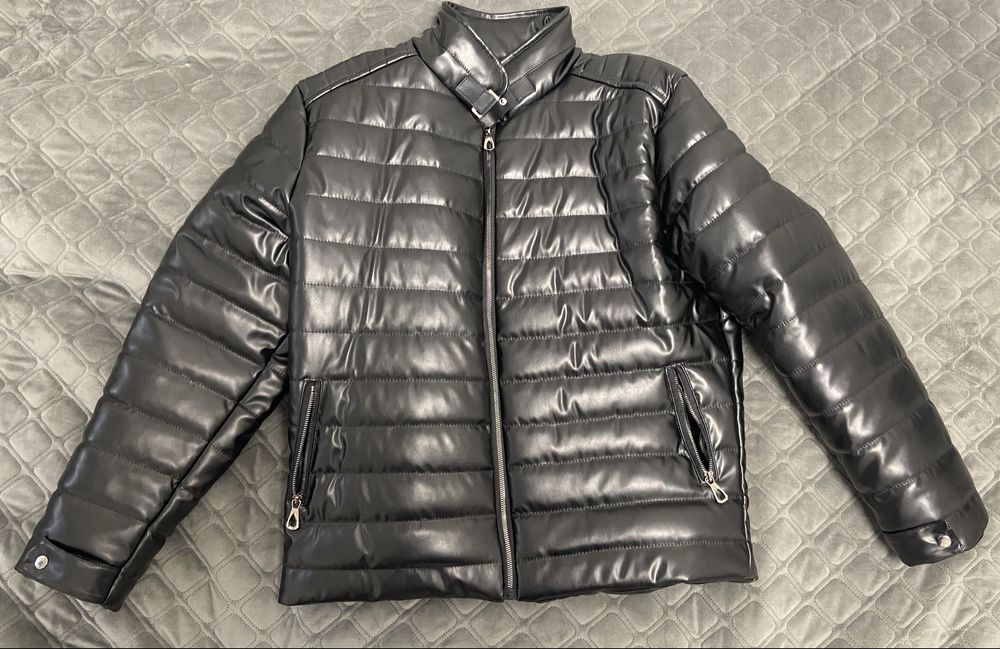 Чоловіча куртка, чорна еко-шкіра