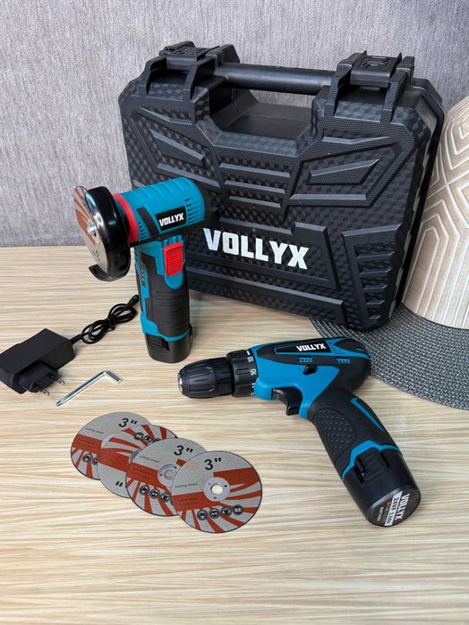 Набор 2в1 Болгарка + Шуруповерт + 5 дисков / Набор инструментов