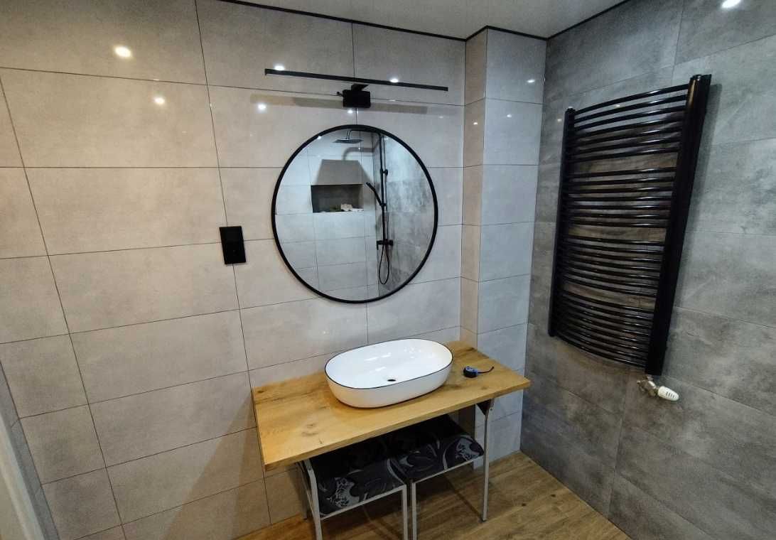 Duże OKRĄGŁE LUSTRO Wiszące 80cm Czarne Do Łazienki Salonu (-20%)
