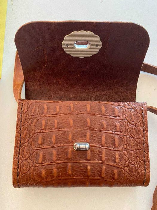 Сумка з натуральної шкіри Європа, емітація крокодила