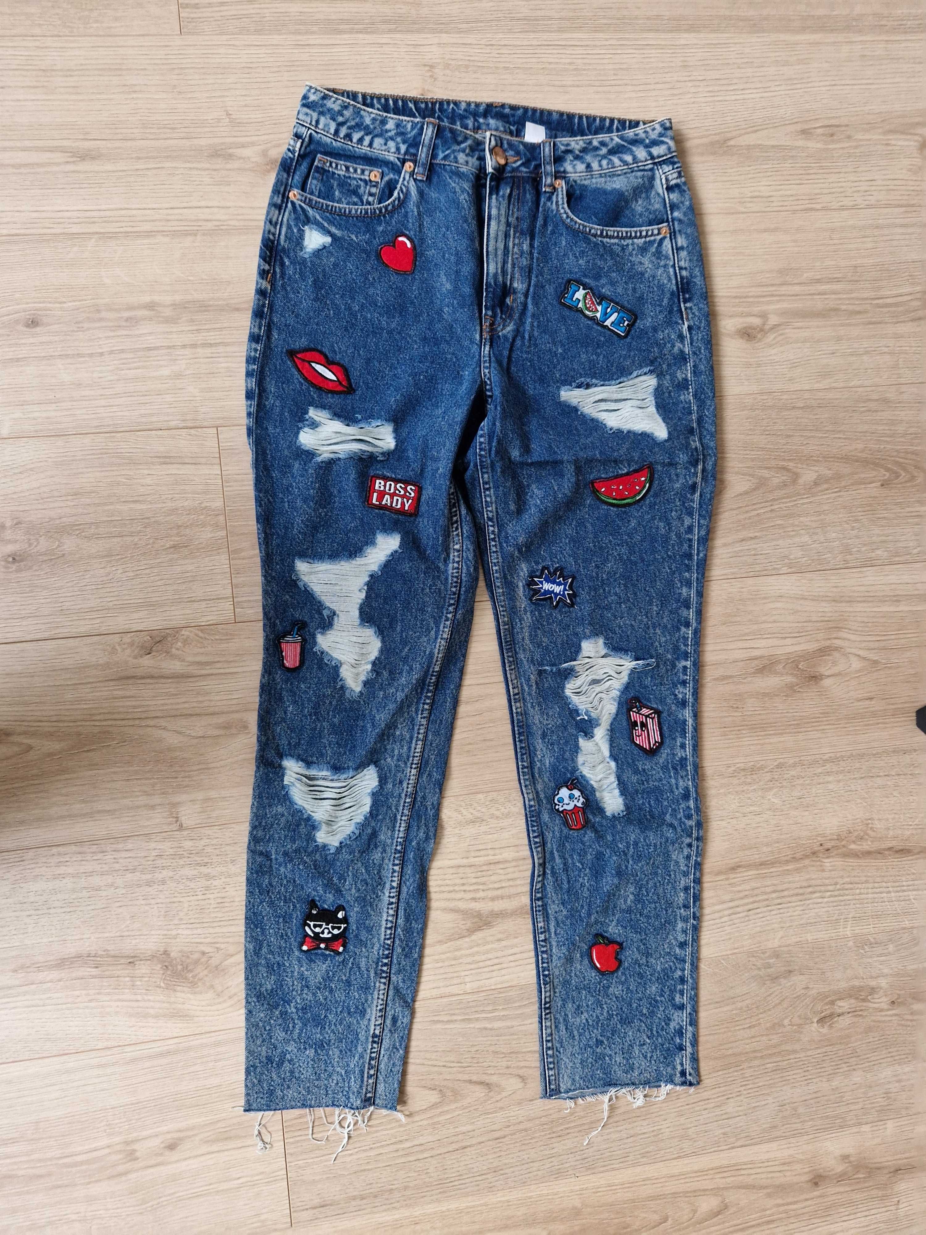 Spodnie Mommy jeans h&m rozdarcia