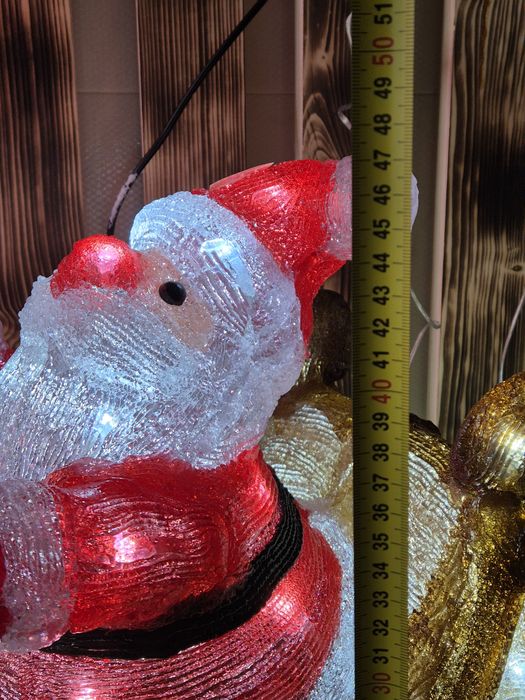 Figurka LED Święty Mikołaj z reniferem akryl