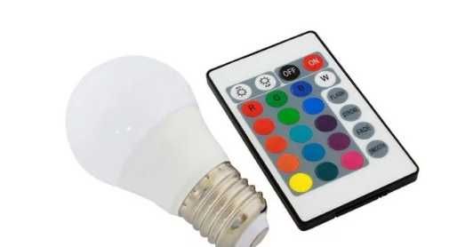 Żarówka led rgb kolorowa 16 kolorów e27 3w + pilot