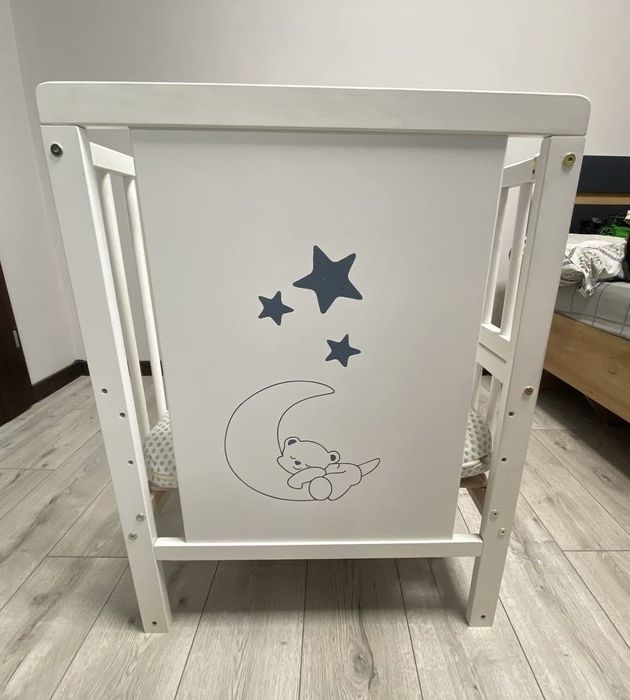 Ліжко дитяче Дубик-М Ведмедик з маятником біле + матрац