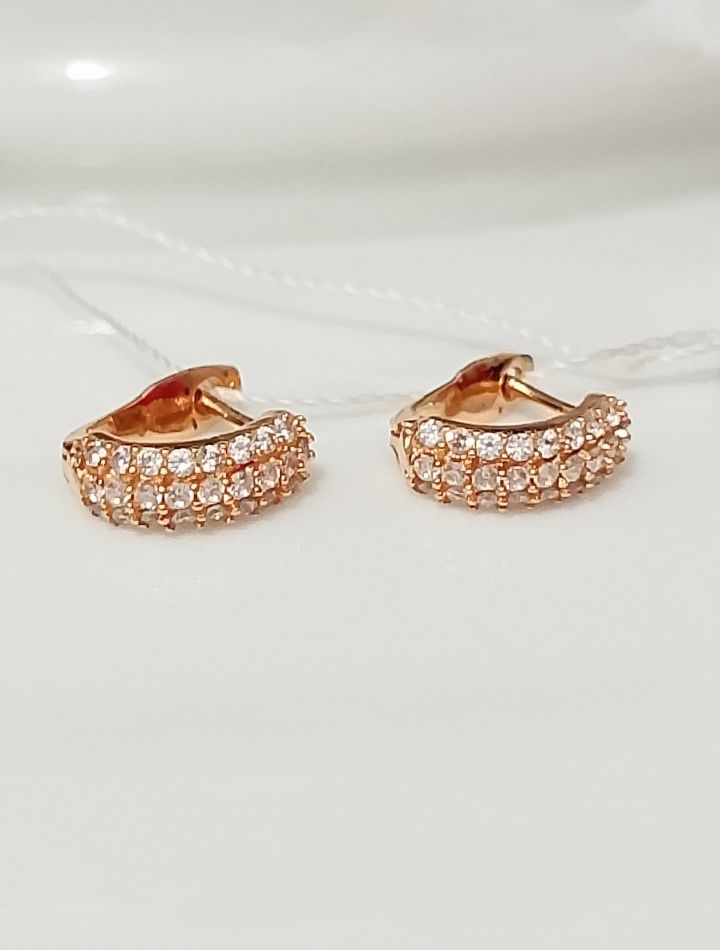 Золотые серьги- дорожки с фианитами 585п.СКИДКА