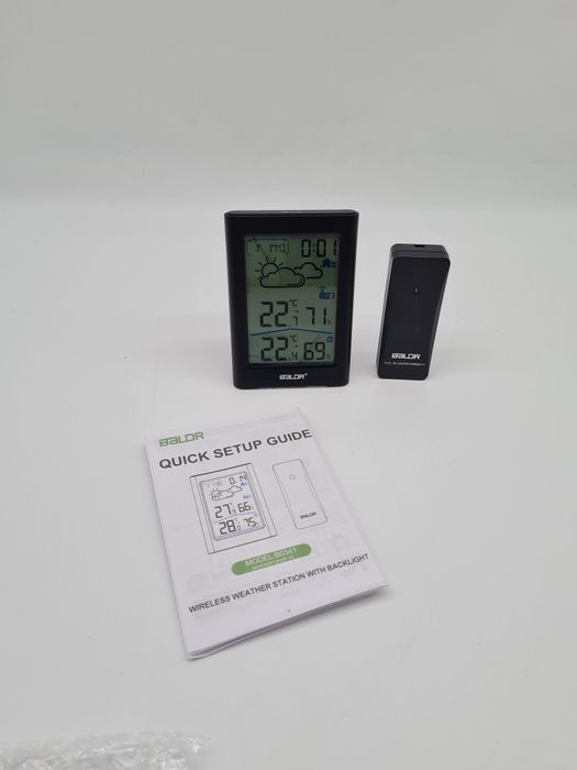 BALDR Bezprzewodowa stacja pogodowa z czujnikiem zewnętrznym Czarna