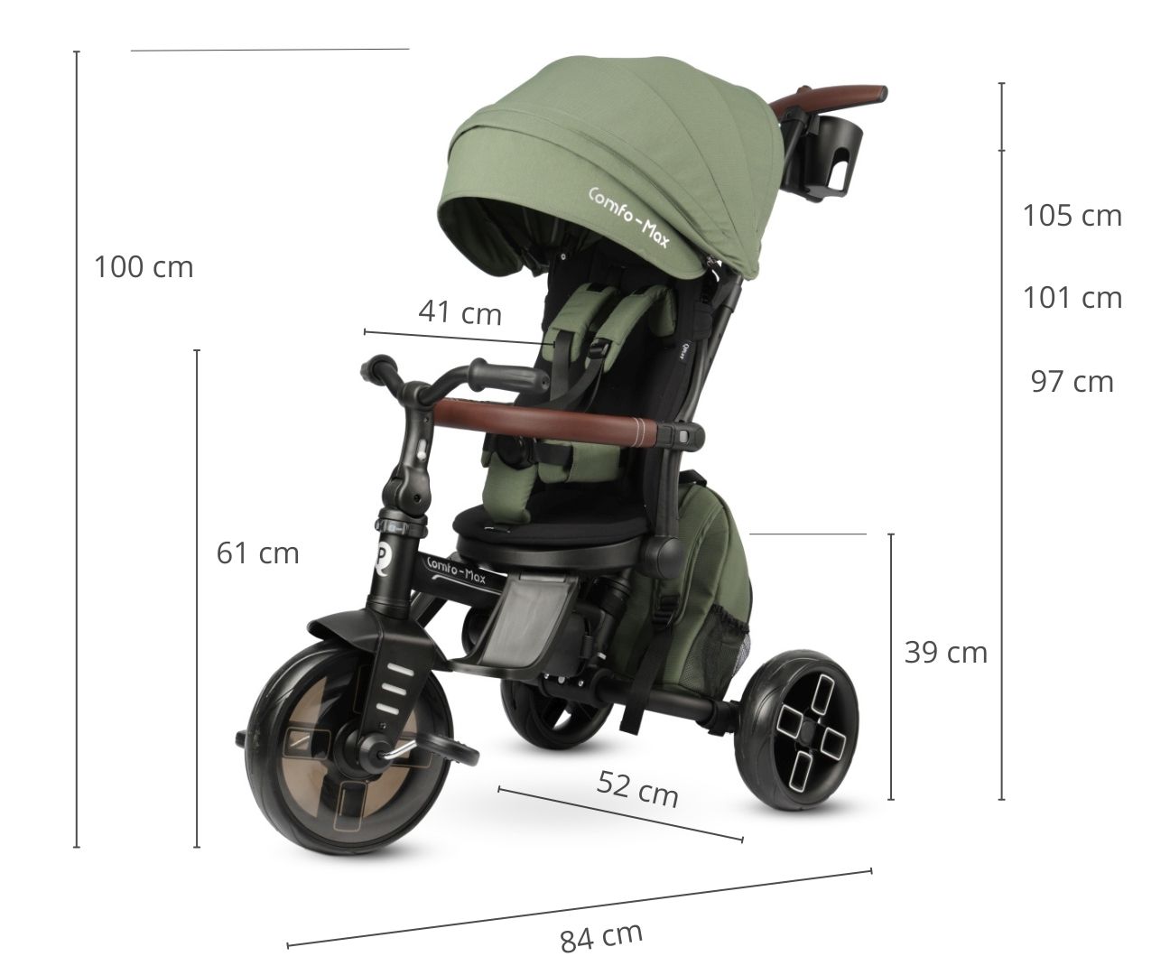 Rowerek Trójkołowy Comfo Max Olive Green Qplay