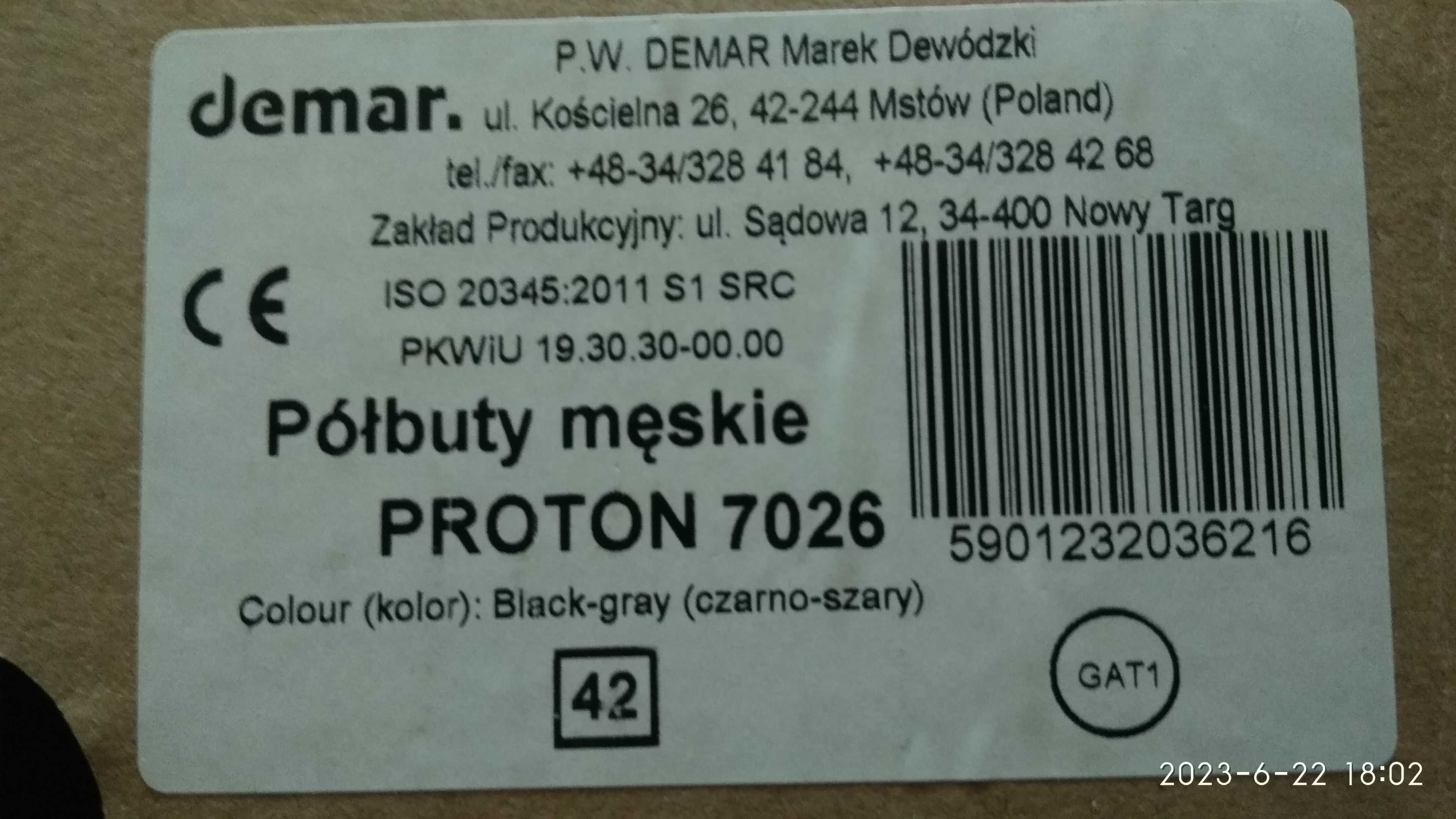 Buty robocze bezpieczne welurowe Demar PROTON S r. 42