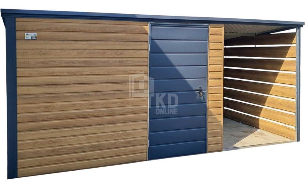 Schowek - domek ogrodowy 3x2m + wiata 1,5m - drzwi  dach TKD370