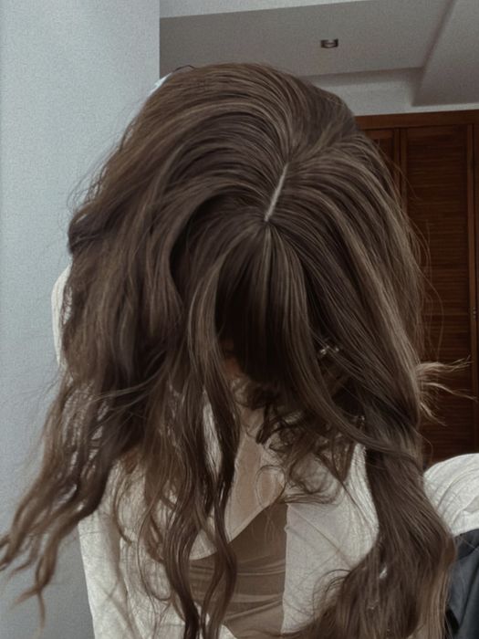 Peruka brąz fale loki grzywka falowane włosy średniej długości nowa