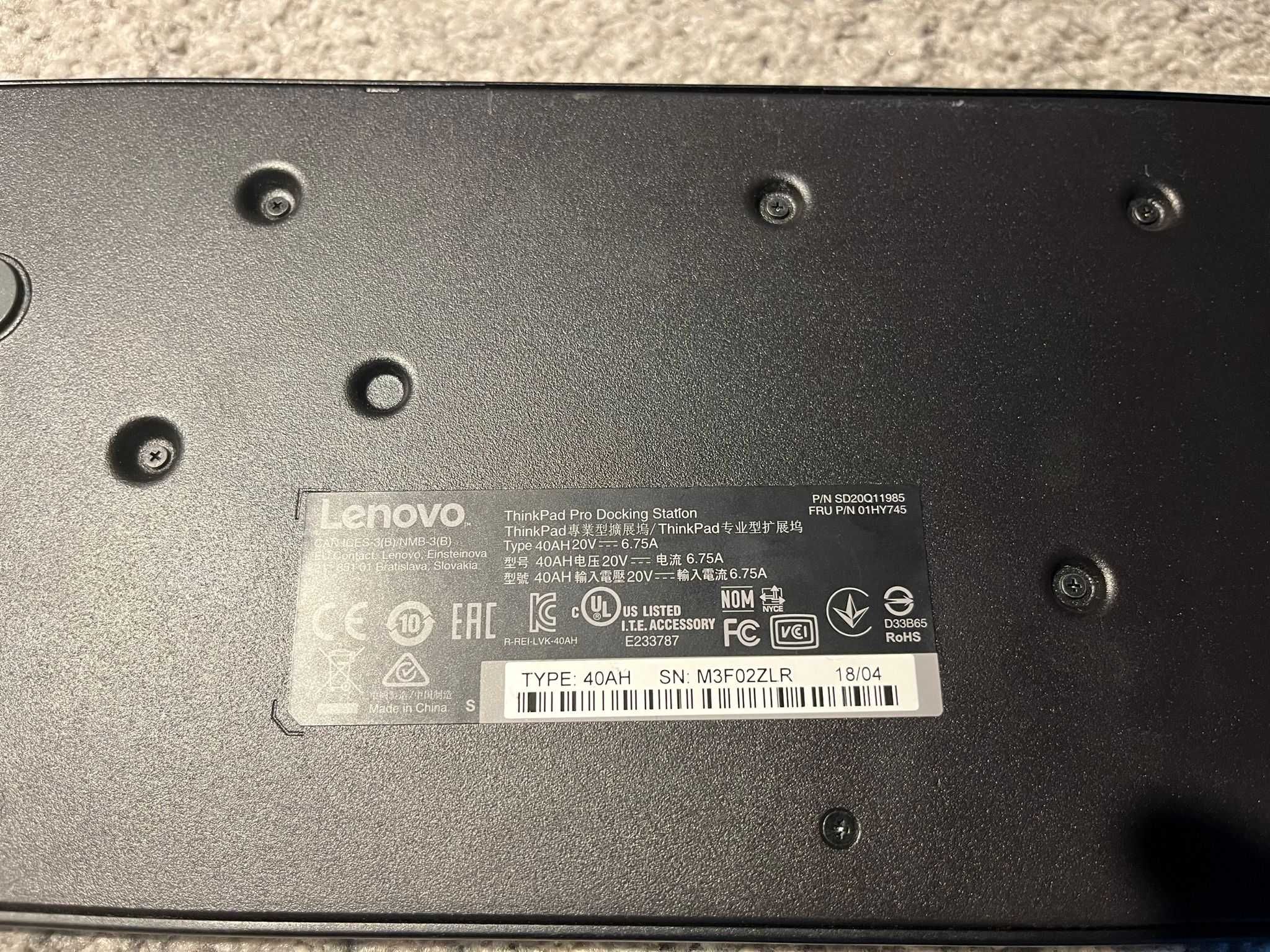 Thinkpad dock station 40AH Stacja dokująca